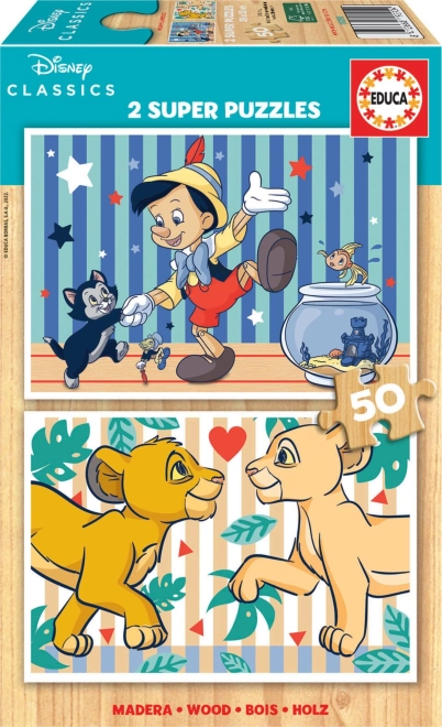 Educa ξύλινα παζλ Disney κλασικά 2×50 κομμάτια