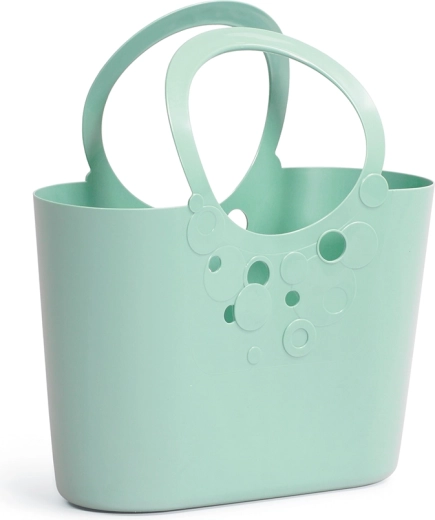 Πλαστική τσάντα Lily 40 cm, στο χρώμα του φασκόμηλου – κομψή τσάντα για ψώνια και ελεύθερο χρόνο