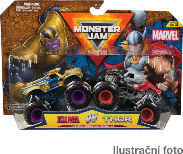 Monster Jam Marvel 1:64 – σετ 2 μεταλλικών monster trucks
