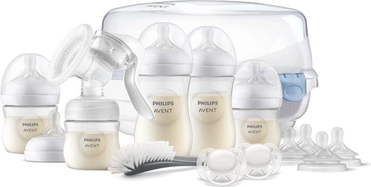 Philips Avent σετ για θηλασμό Natural Response με χειροκίνητο θήλαστρο και αποστειρωτή για φούρνο μικροκυμάτων