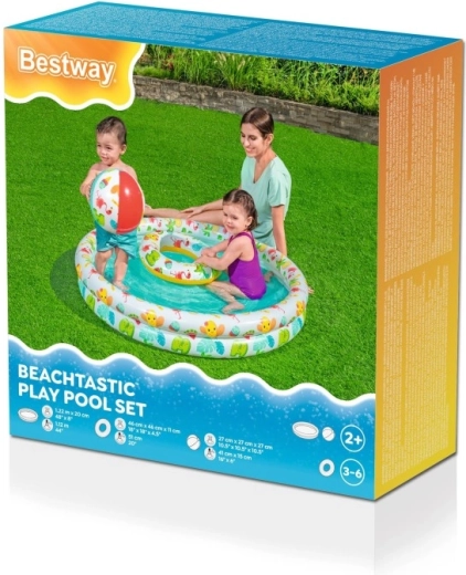 Παιδική φουσκωτή πισίνα Bestway 3 σε 1 με μπάλα και σωσίβιο, 122 cm