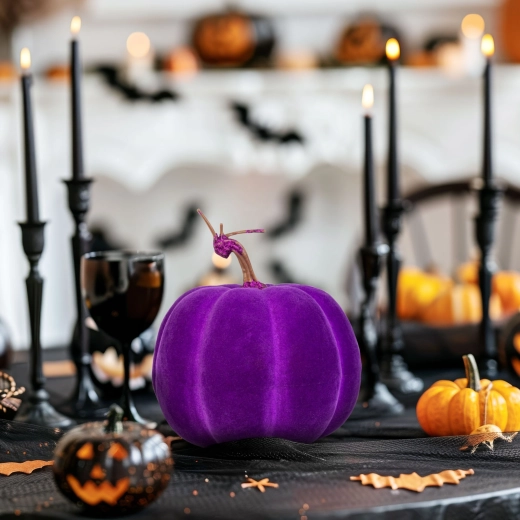 Αποκριάτικη διακοσμητική κολοκύθα για το Halloween, μωβ, 16,5 cm