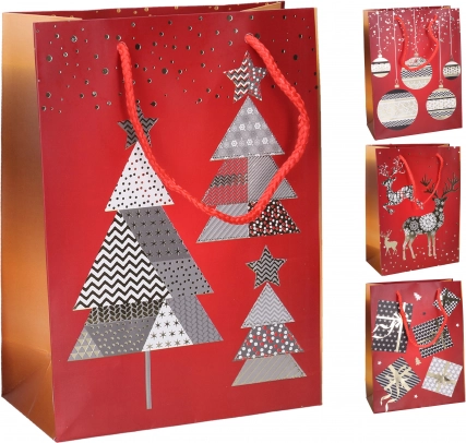 Τσάντα δώρου L 31 × 40 × 12 cm – χριστουγεννιάτικα μοτίβα