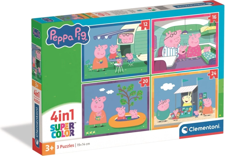 Παζλ CLEMENTONI Γουρουνάκι PEPPA 4v1 – ταξίδια (12, 16, 20, 24 κομμάτια)