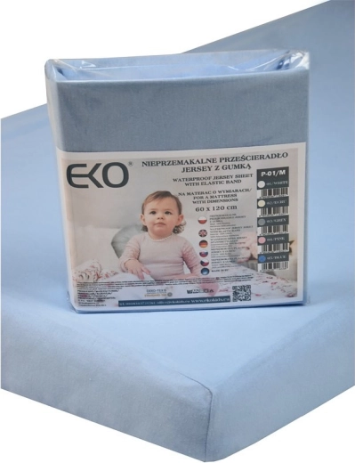 EKO αδιάβροχο εφαρμοστό σεντόνι με λάστιχο ζέρσεϊ μπλε 120 × 60 cm