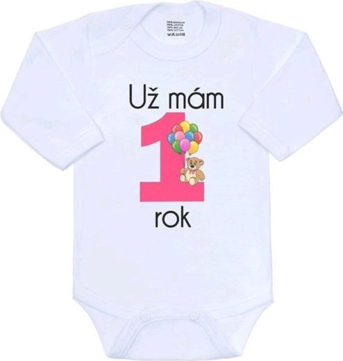 Βρεφικό κορμάκι με στάμπα New Baby «Ήδη είμαι 1 έτους», ροζ, μέγεθος 86