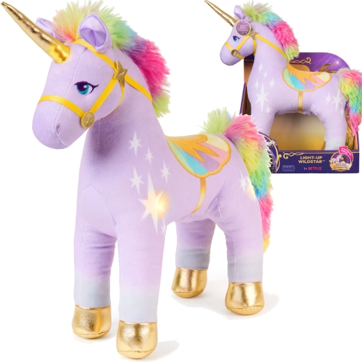 Λούτρινος μονόκερος WILDSTAR με φως 35 cm – UNICORN ACADEMY