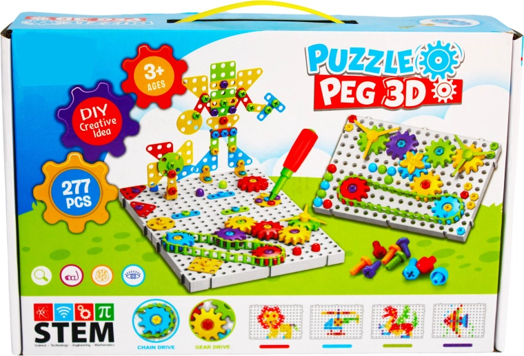 Δημιουργικό σετ κατασκευής 3D Puzzle Peg με εργαλεία (277 τεμάχια)