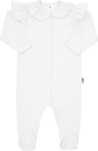 Παιδικό βαμβακερό φορμάκι New Baby Stripes λευκό 80 (9–12 μ)