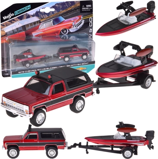 Maisto μεταλλικό μοντέλο 1:64 – CHEVROLET K5 BLAZER με ρυμουλκούμενο και μηχανοκίνητο σκάφος
