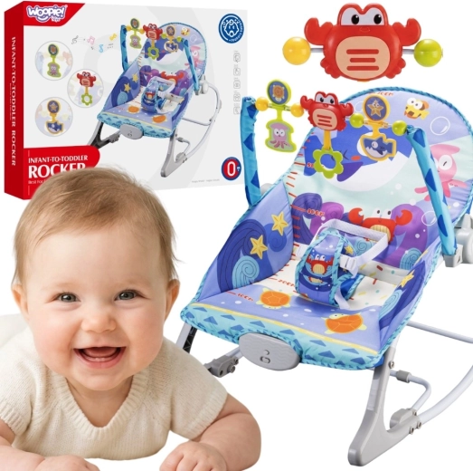 Woopie Baby κουνιστό ρηλάξ μωρού και δονητικό bouncer 2σε1 καβούρι