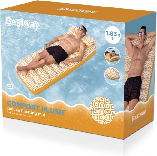 Φουσκωτό πλωτό στρώμα Comfort Plush με μαξιλάρι και θήκη ποτού
