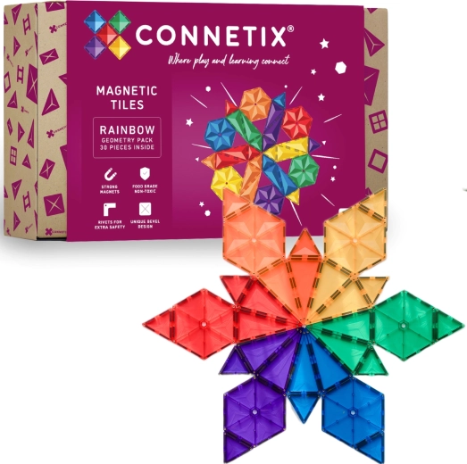 Connetix Rainbow Geometry Pack μαγνητικό σετ κατασκευών 30 τεμαχίων