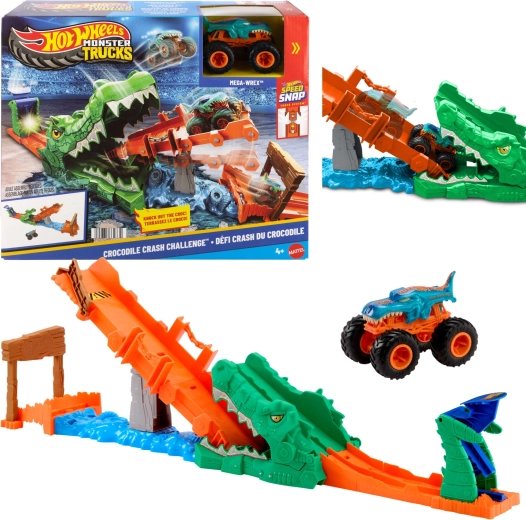 Hot Wheels Monster Trucks κασκαντέρ σετ με κροκόδειλο-πίστα με αυτοκίνητο Mega Wrex