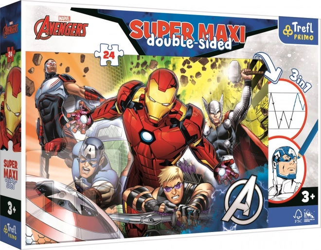 Παζλ Super Maxi διπλής όψης 24 κομματιών – MARVEL AVENGERS