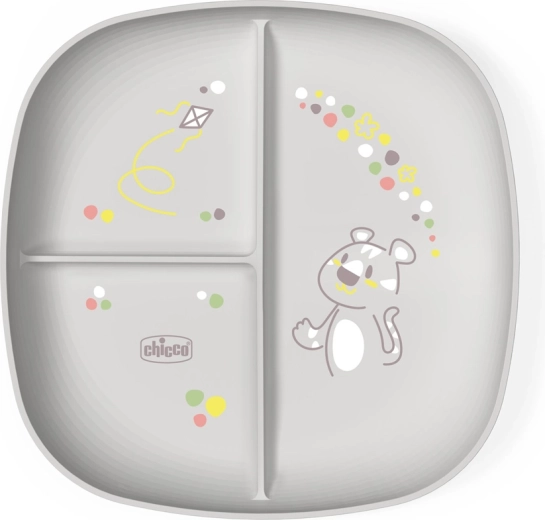Chicco χωριστό πιάτο grey 12m+