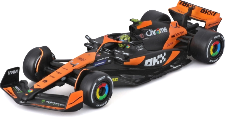 Μεταλλικό μοντέλο Bburago 1:43 McLaren MCL38 2024 #4 Lando Norris με φιγούρα οδηγού σε κουτί παρουσίασης