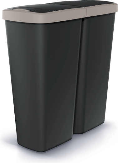 Prosperplast Compacta Q Duo κάδος απορριμμάτων 50 l – μαύρος με ανοιχτό γκρι καπάκι