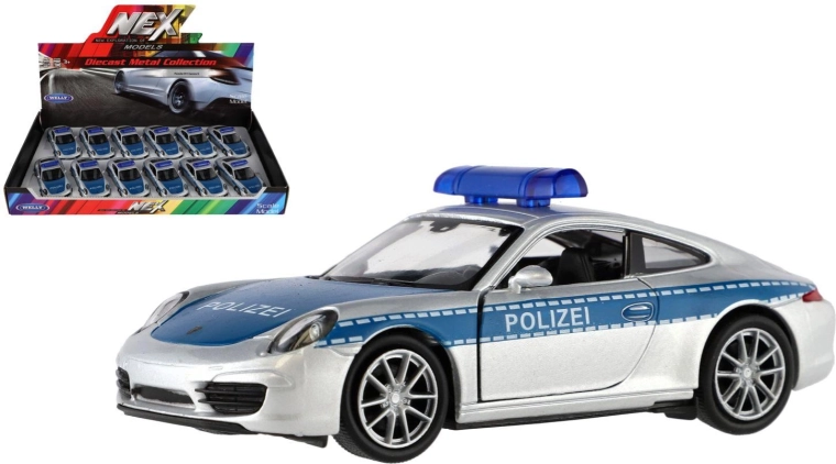 WELLY αστυνομική Porsche 911 Carrera S με μηχανισμό κίνησης με τράβηγμα προς τα πίσω