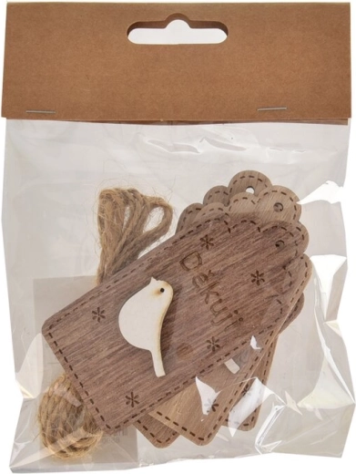 Ξύλινη ετικέτα «Ευχαριστώ» καφέ 4×8 cm (4 τεμ.)