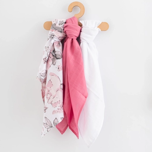 Μουσελινές πάνες 60 × 80 cm, σετ 3 τεμ. για κορίτσια NEW BABY