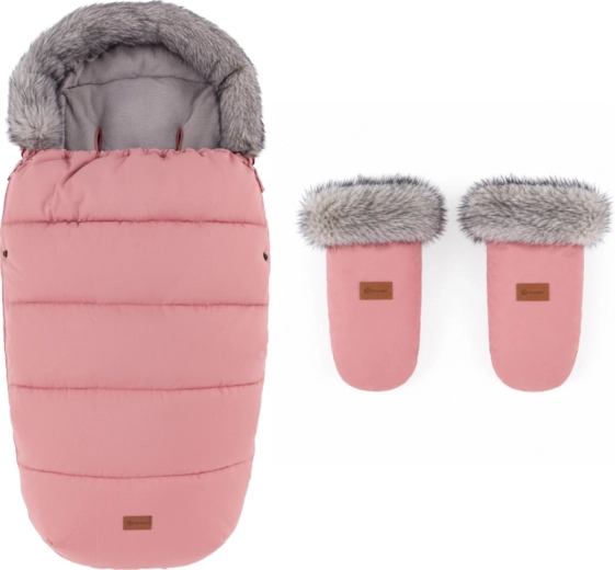 Petite&Mars χειμερινό σετ: ποδόσακος Comfy 4v1 και γάντια καροτσιού Fjora old rose