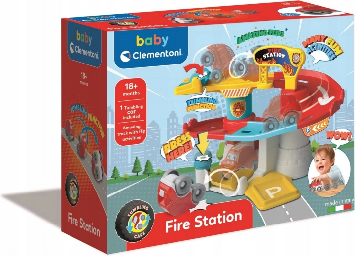 Clementoni Baby γκαράζ αυτοκινήτων Tumbling Cars – πυροσβεστικός σταθμός