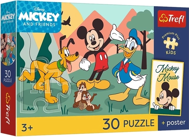 Trefl Disney Mickey και φίλοι παιδικό παζλ 30 κομμάτια + αφίσα
