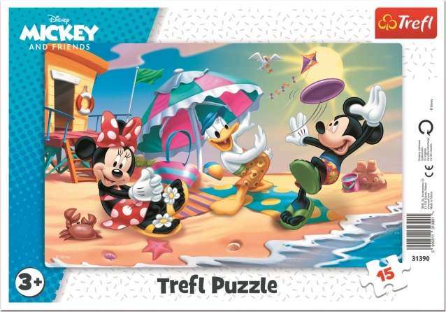 Παζλ Trefl Mickey και Minnie – διασκέδαση στην παραλία, 15 τεμάχια