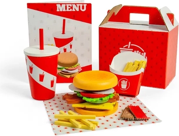 Bigjigs Toys Σετ Μπέργκερ και Πατάτες Τηγανητές για Παιδιά