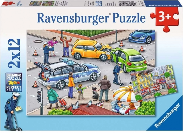Ravensburger παζλ Με μπλε φως στους δρόμους 2×12 κομμάτια