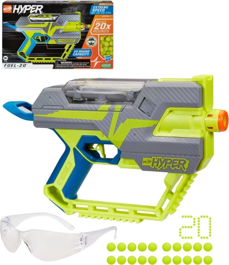 Hasbro Nerf Hyper Fuel-20 blaster με μπίλιες και προστατευτικά γυαλιά