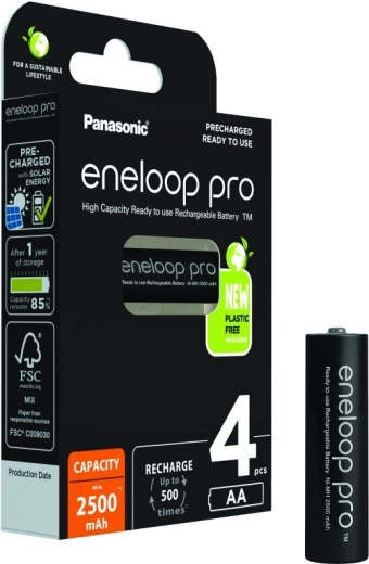 Επαναφορτιζόμενες μπαταρίες ENELOOP Pro AA 2500 mAh, σετ 4 τεμ.