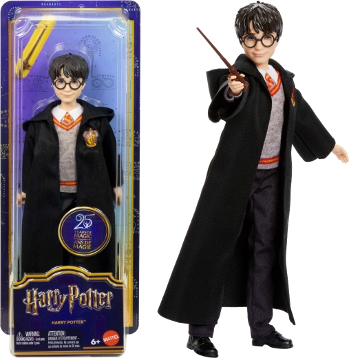 Κούκλα Harry Potter με στολή του Χόγκουαρτς και ραβδί