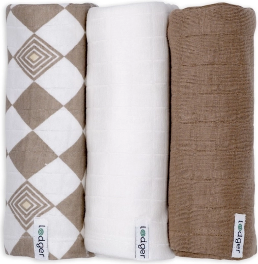 Lodger swaddler solid matcha, σετ 3 τεμ. 70 × 70 cm buffalo