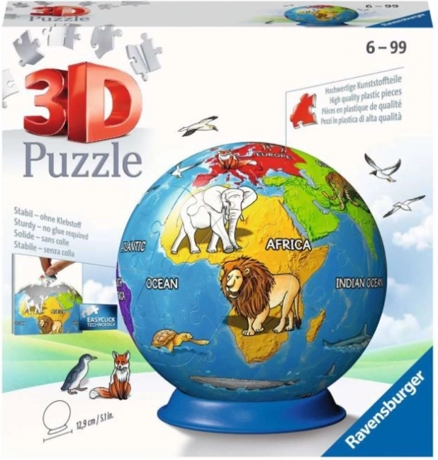 Ravensburger 3D παζλ παιδική υδρόγειος, 72 κομμάτια