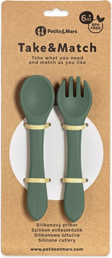 Petite&Mars σετ σιλικόνης take&match misty green 6m+