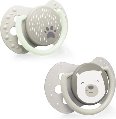 Δυναμική πιπίλα σιλικόνης LOVI Buddy Bear 6–18 μ., 2 τεμ.