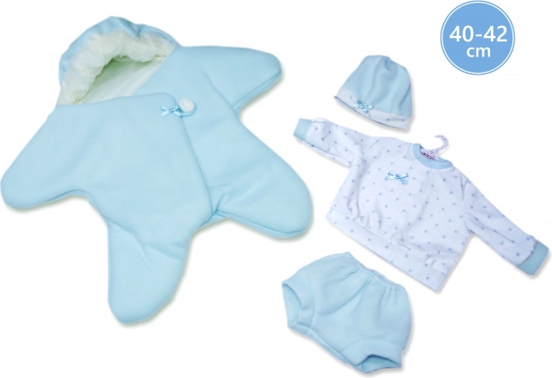 Ρούχο για κούκλα NEW BORN 40–42 cm – φλις αστεράκι, σετ 3 τεμαχίων