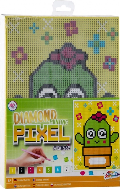 Ζωγραφική με διαμάντια σε τελάρο Grafix Pixel κάκτος 15 × 20 cm