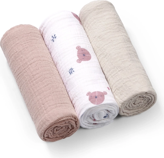 Babyono μουσελίνες Super Soft 3 τεμάχια γκρι 70 × 70 cm
