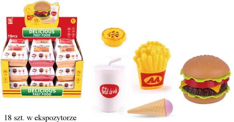 Παιδικό σετ fast food – χάμπουργκερ, πατάτες τηγανητές, ρόφημα και παγωτό