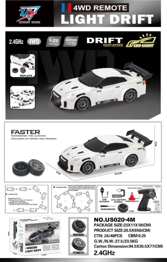 R/C αυτοκίνητο για drift 1:20 με φώτα, λευκό