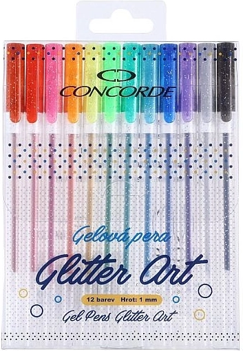 Τζελ γκλίτερ στυλό CONCORDE Glitter Art, σετ 12 τεμ.
