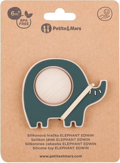 Παιχνίδι σιλικόνης ελεφαντάκι Edwin misty green Petite&Mars