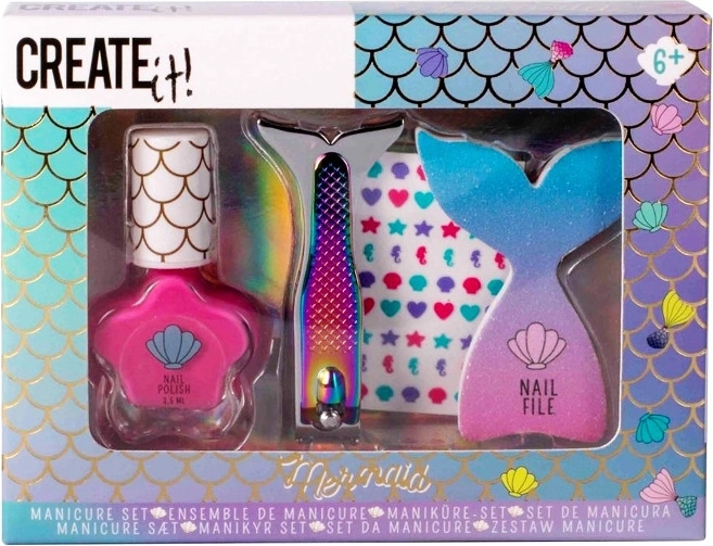 Create It! θαλάσσιο μανικιούρ – παιδικό σετ νυχιών με ροζ βερνίκι και αυτοκόλλητα