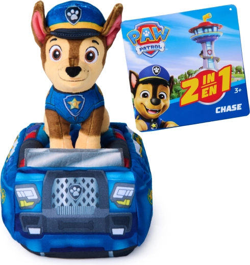 paw patrol chase 2v1 λούτρινο αυτοκινητάκι με σκυλάκι 20 cm