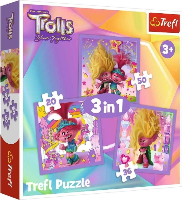 Παζλ Trefl Trolls 3σε1 – Γνωρίστε τα Trolls (20, 36 και 50 κομμάτια)