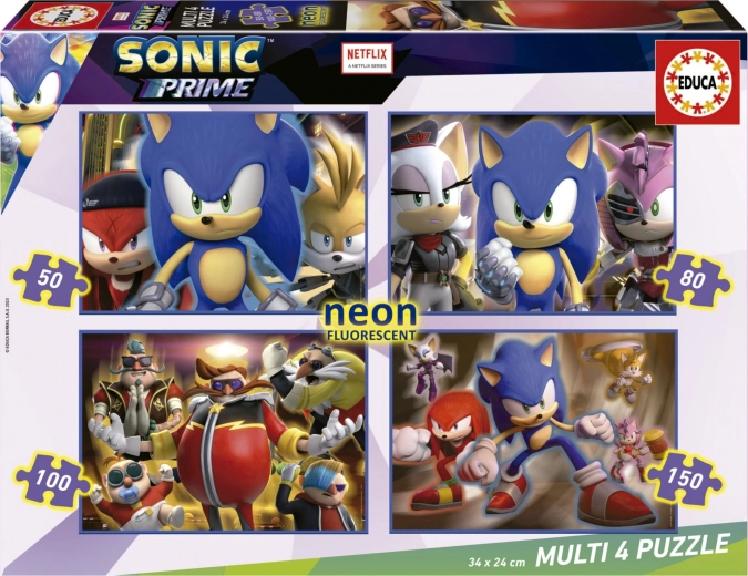 Φωσφορίζον παζλ Sonic Prime 4σε1 (50, 80, 100, 150 κομμάτια)