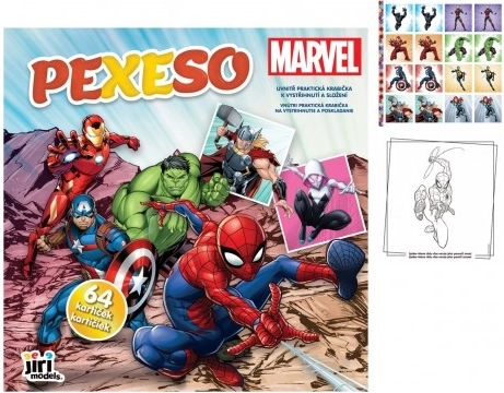 Παιχνίδι μνήμης (pexeso) σε τετράδιο MARVEL – 64 καρτούλες, 21,5 × 21,5 cm